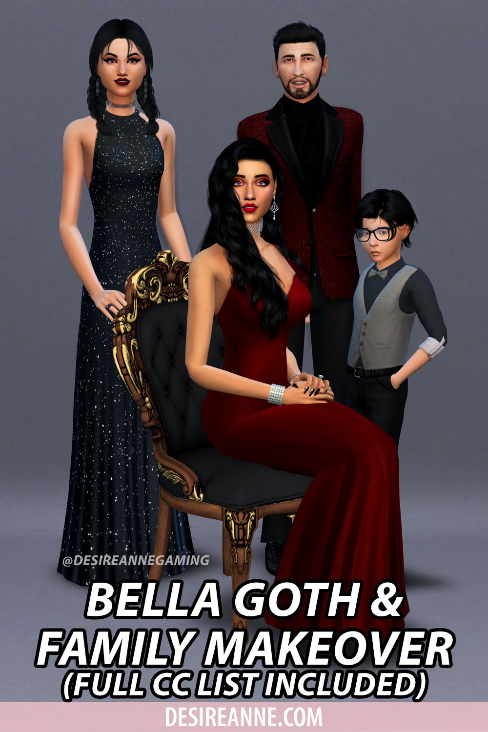 Sims 4 CC Custom Content Haul | Bella Goth Makeover | Goth Family makeover #ts4cc | Desire Anne Gaming
