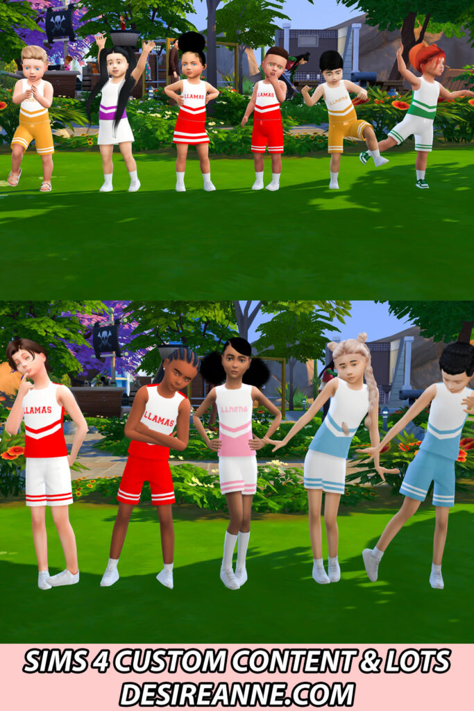 Sims 4: Toddler/Kids Cheerleading Outfit CC - Desire Luxe