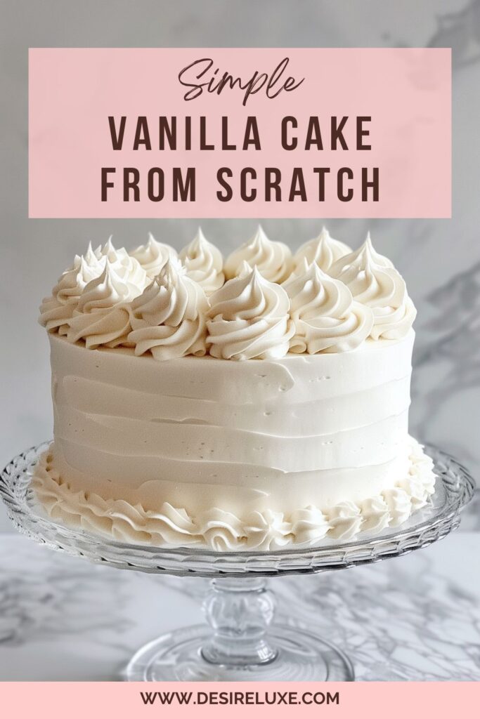 Indulge in the sweet simplicity of our Beginner-Friendly Simple Vanilla Cake Recipe! Perfect for all skill levels, this classic treat is moist, fluffy, and bursting with vanilla flavor. Follow along for step-by-step instructions and baking tips. #VanillaCake #EasyRecipe #BakingForBeginners | by Desire Luxe
